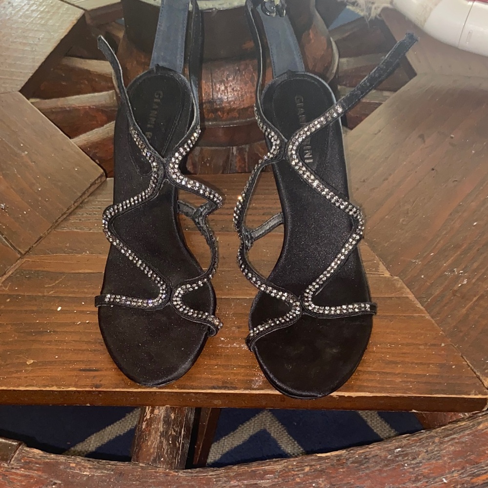 Gianni Bini Black Heels with Crystal Accents